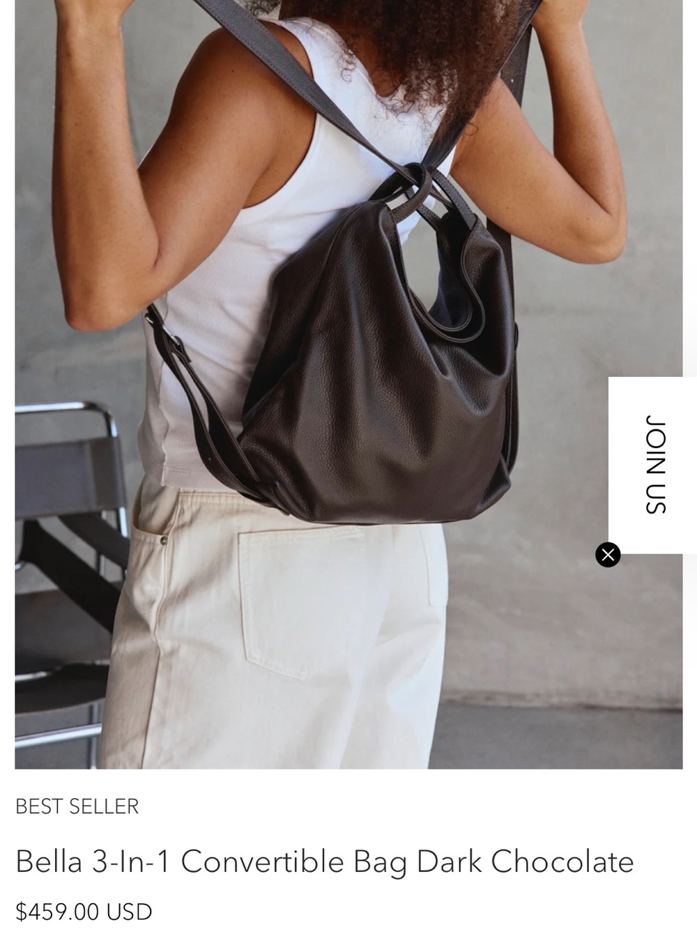 Bella Bag Convertible 3-1 Classic Size Dark Chocolate - Picture 2 of 15